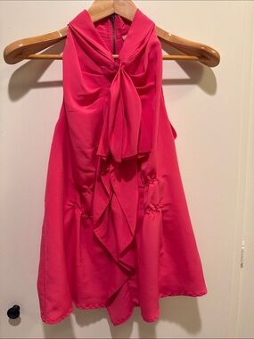 Women’s Hot Pink Halter Ruffle Party Dress